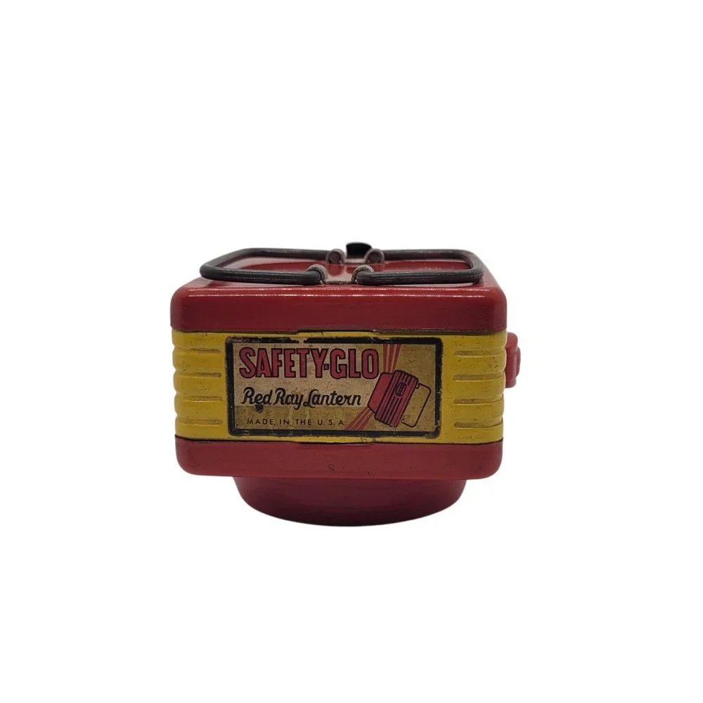 Vintage Safety-Glo Red Ray Lantern Flashlight Metal Emergency Light WORKS